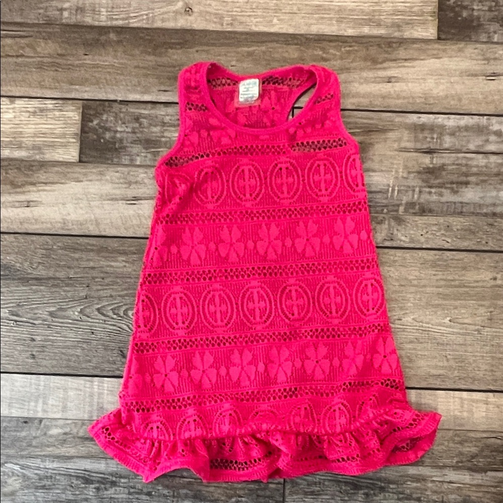 Coral Reef Youth Pink Sleeveless Crochet Coverup Dress